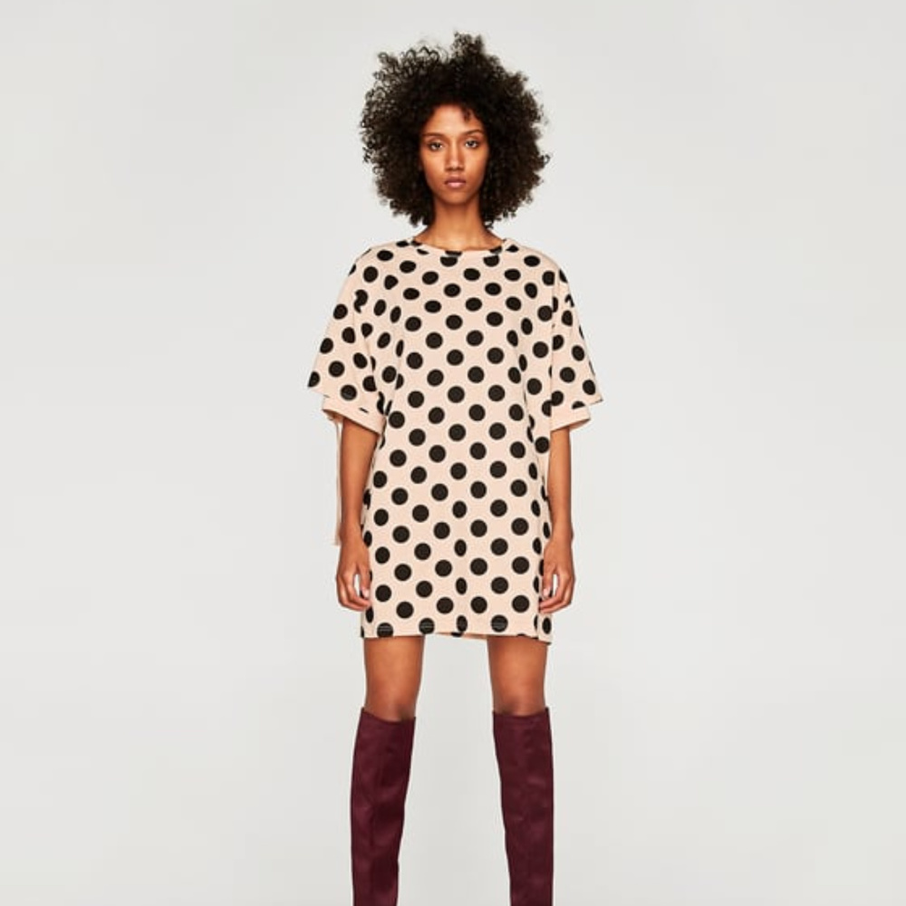 Zara Oversize Polka Dot Shirt Dress Sz L